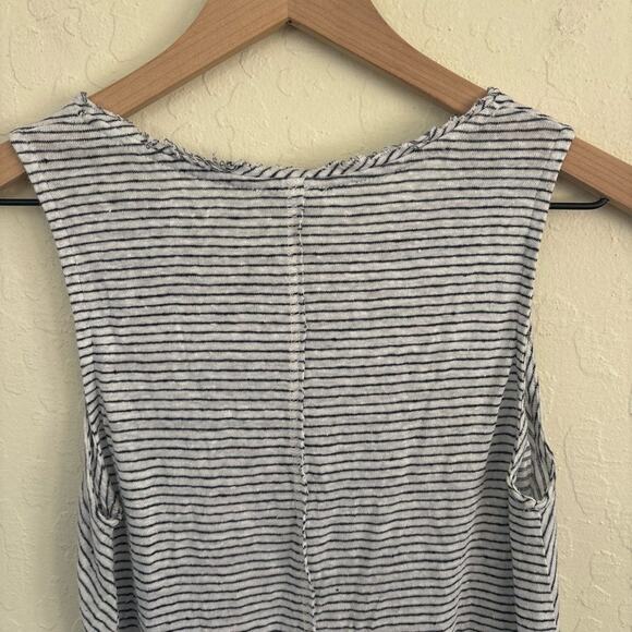 Sundance Mary Kate 100% Linen Raw Center Seam Tank Top Small Black White Stripes - Picture 7 of 7
